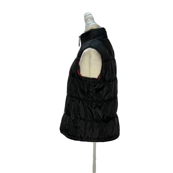 Merona Women's Reversible Vest Jacket Size L Coat Plaid Checks  Black Red Zip - Picture 9 of 15